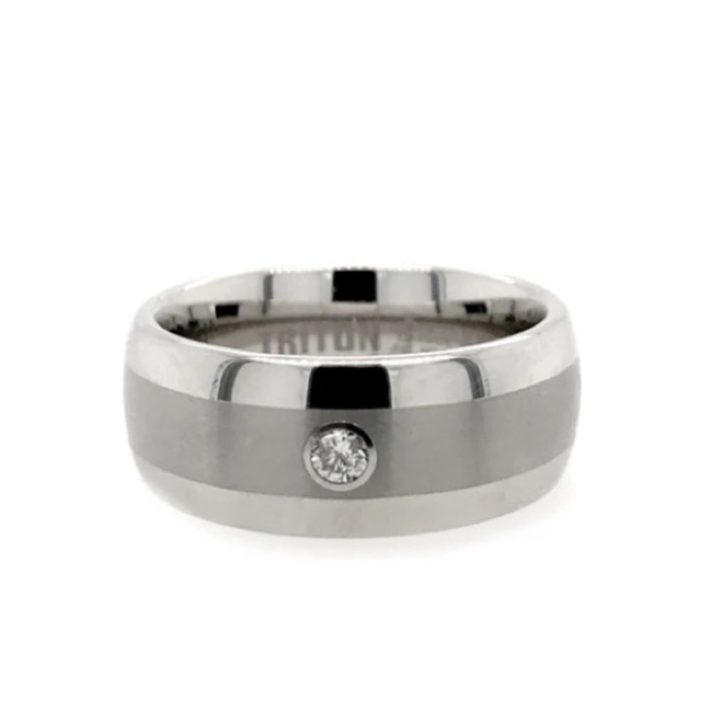 Triton - Tungsten 9mm Band with a .10 Carat Diamond - Men’s Ring - size 10.25